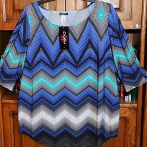 Cocomo WomanTop Shirt 3X Herringbone Pattern